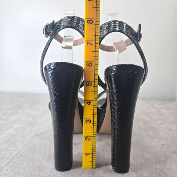 Steve Madden Chunky Platform Heels 8 Black Croc Dressy Formal High Heeled Shoes - Picture 5 of 12